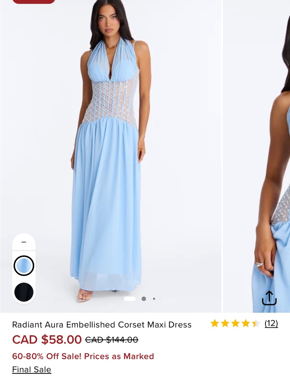 Fashion Nova Radiant Aura Embellished Corset Maxi Dress - Light Blue